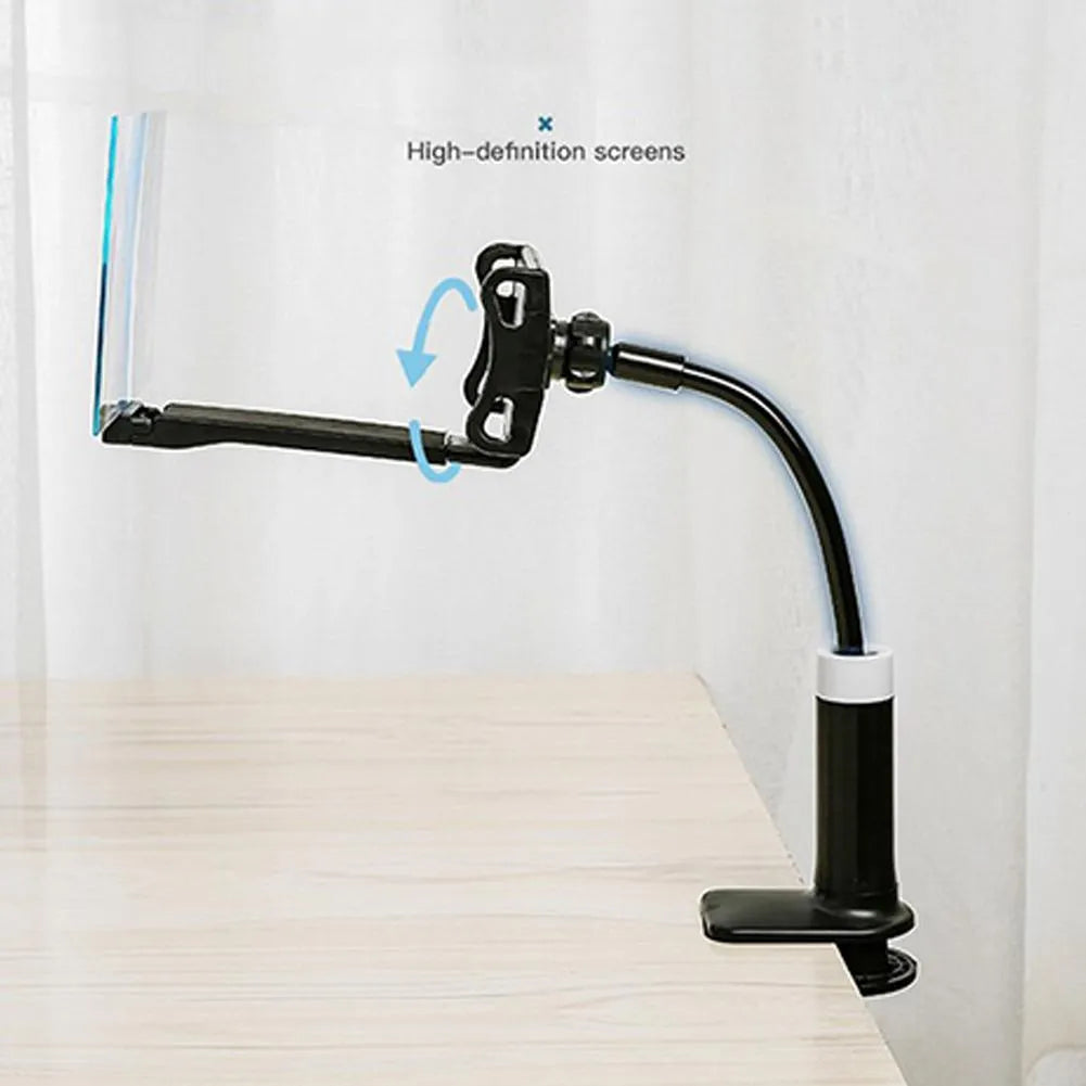Black mobile phone screen amplifier with adjustable folding bracket on a 12-inch acrylic display