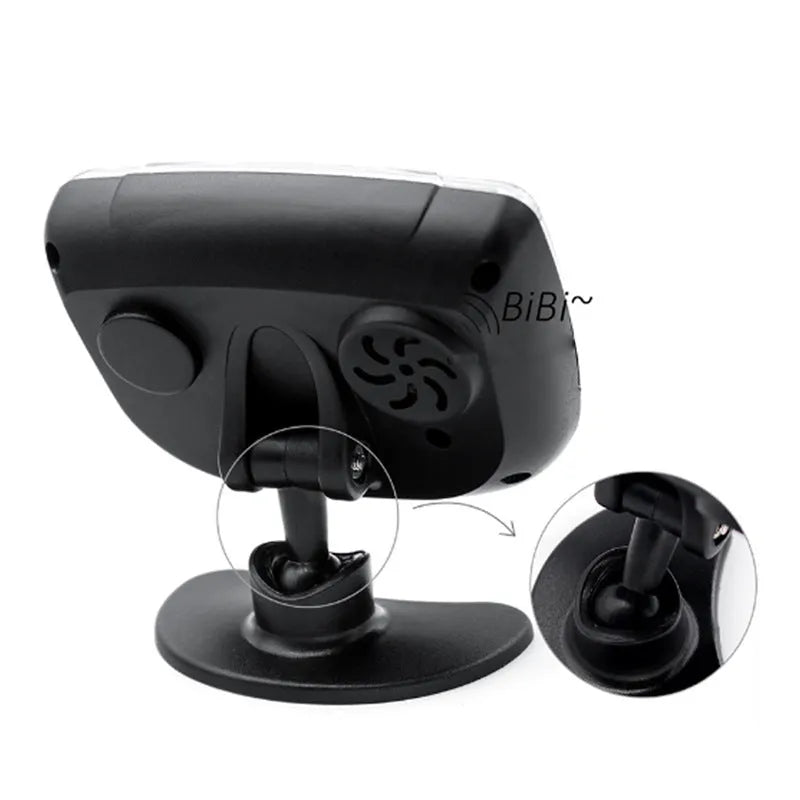 Black wireless reversing sensor kit for cars with digital display unit and four round probes