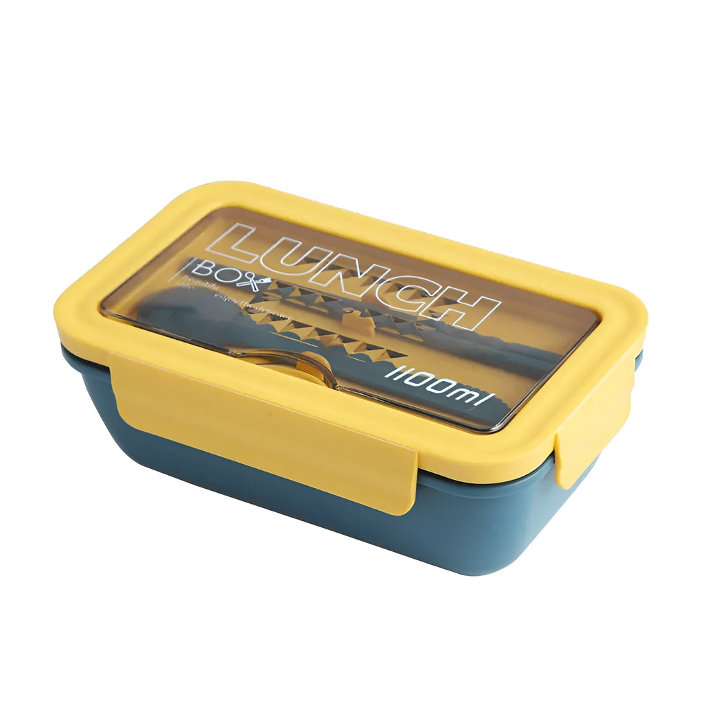 Heated four-layer partitioned bento box in Nordic style with green plastic exterior