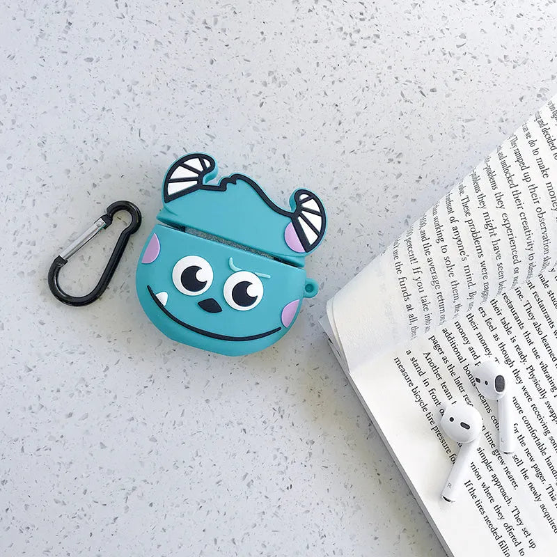 Silicone AirPods case cover with cartoon animal design in multiple colour options