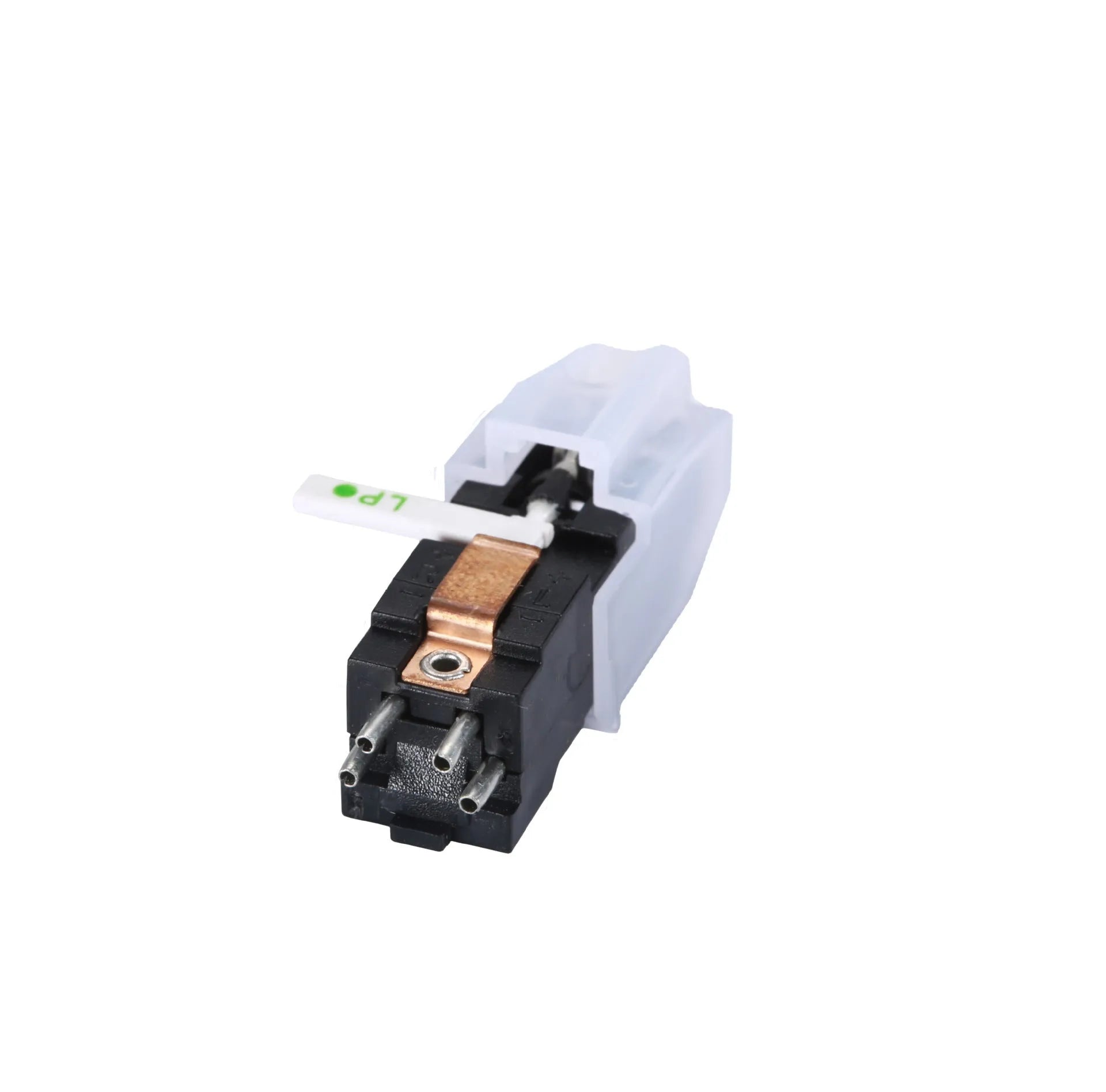 Magnetic record player cartridge with double needle and ABS plastic housing