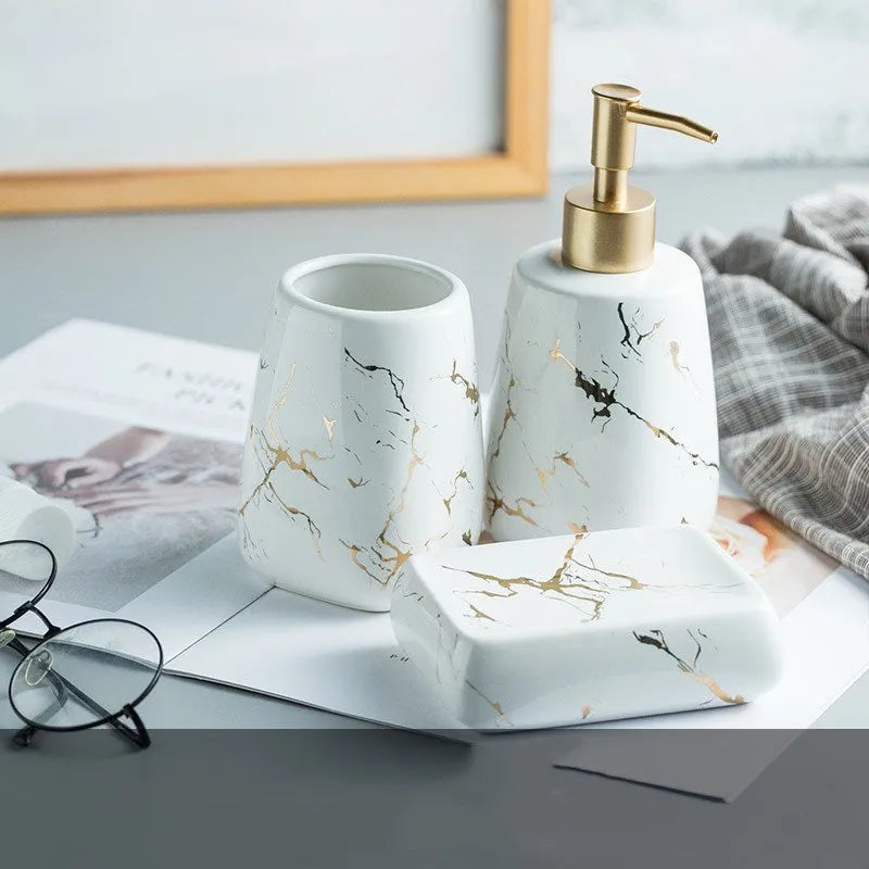 Ceramic bathroom wash set in light luxury style with fine porcelain construction