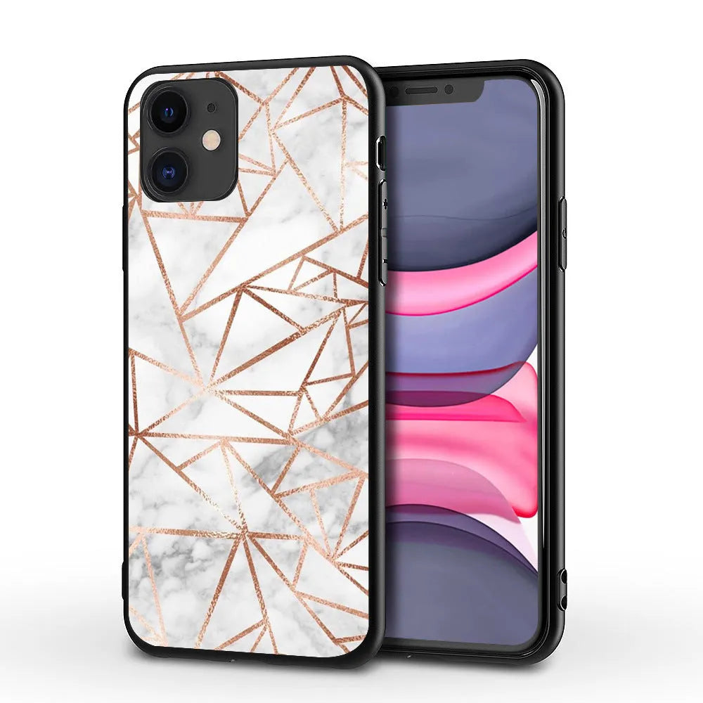 Slim marble pattern protective case for iPhone on a table