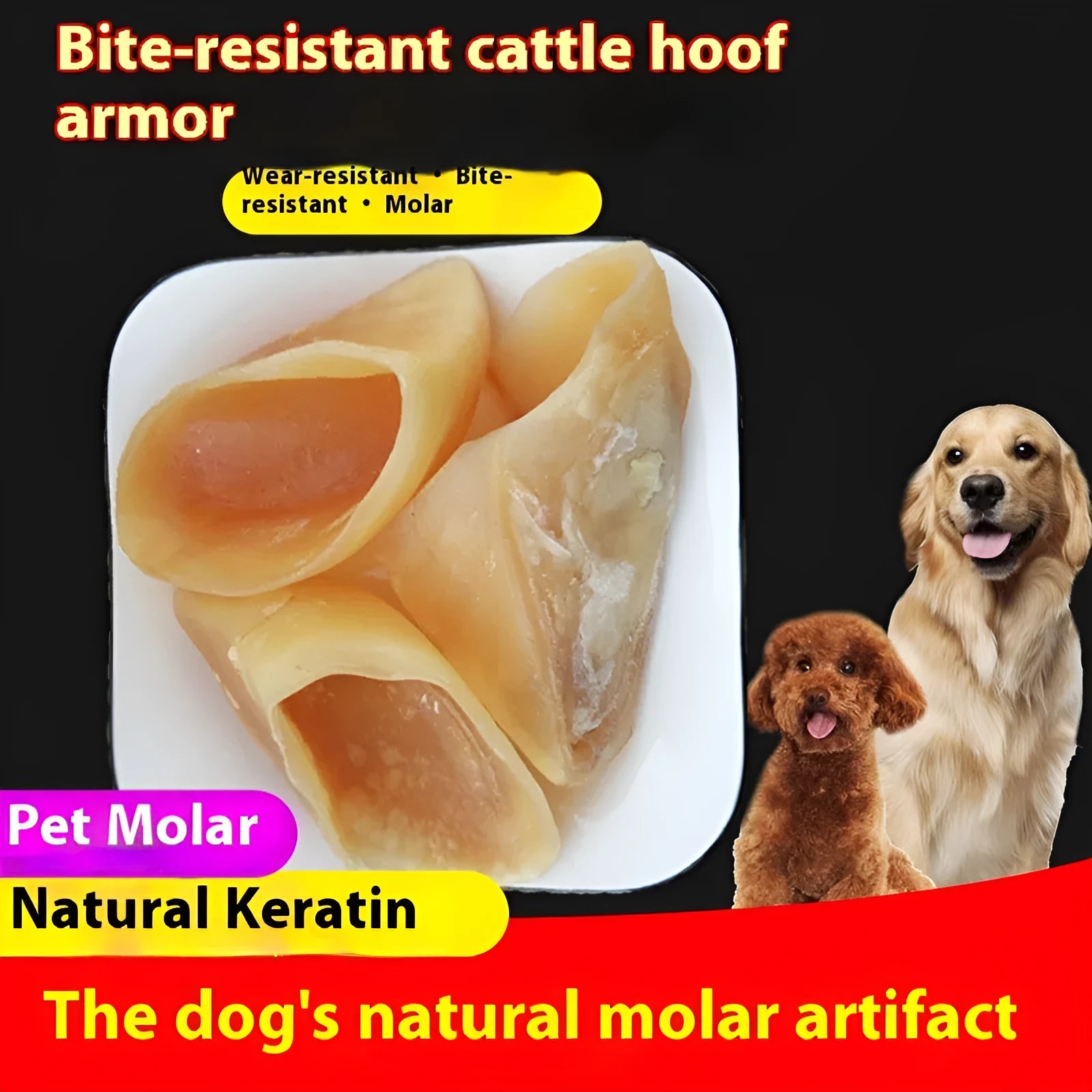 Natural cowhide dog chewing stick in hoof shell colour for small and large breed dogs