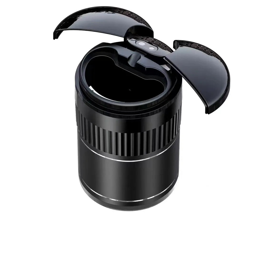 Automatic car smart ashtray with metal construction and touch controls