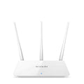 White dual-band wireless router with 2.4GHz and 5GHz frequency support for broadband internet connections