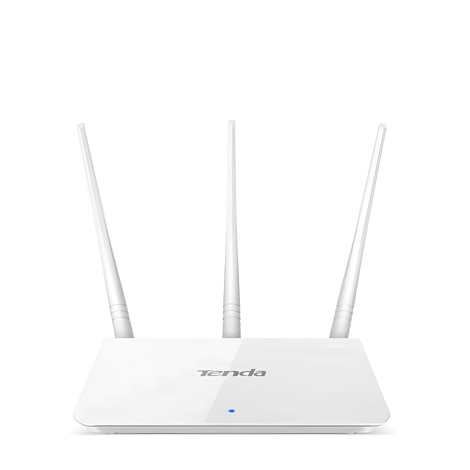 White dual-band wireless router with 2.4GHz and 5GHz frequency support for broadband internet connections