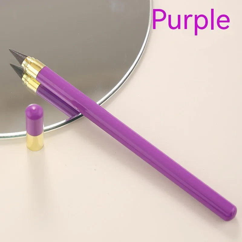 Transparent acrylic eternal pencil with alloy writing nib showing coloured graphite refill inside