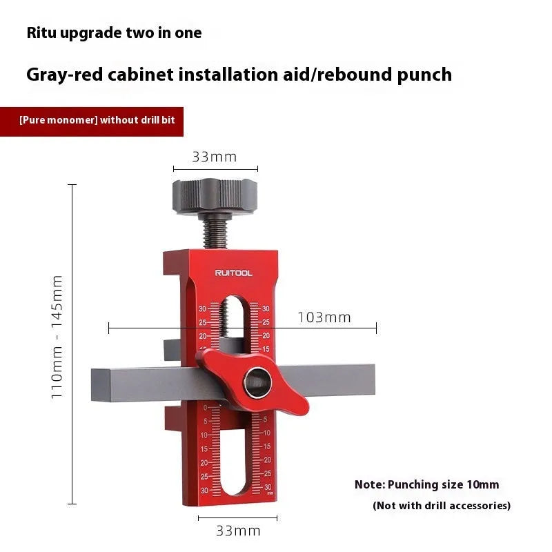 Aluminium alloy cabinet door installation aid tool for woodworking projects with 10mm diamond hole fittings