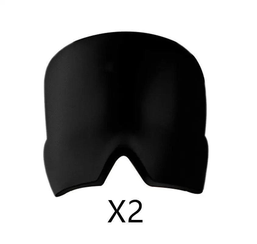 Black elastic cloth gel eye mask for headache relief with adjustable headband