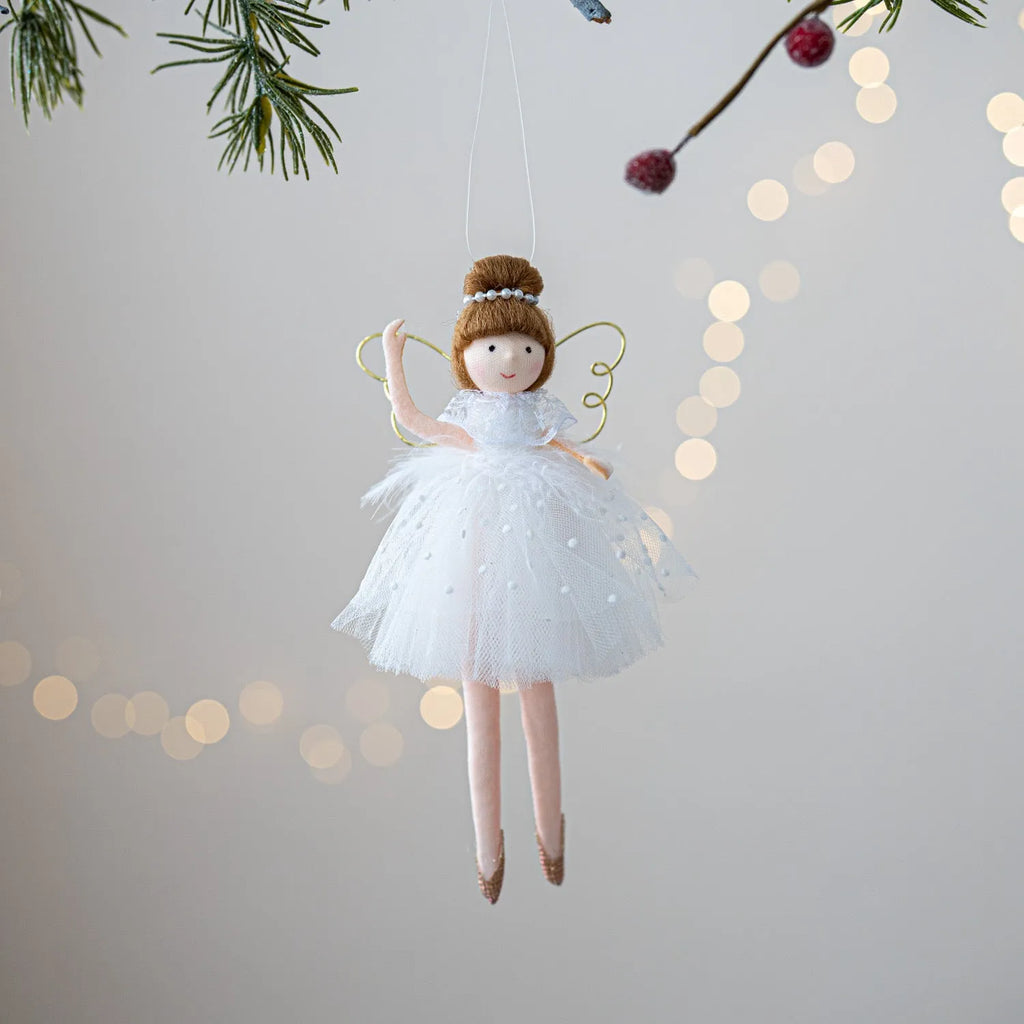 Pink and white ballet girl plush angel doll pendant with modern simplicity cloth construction