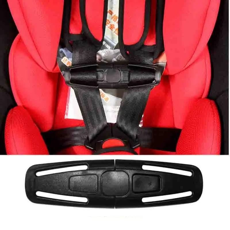 Black nylon PA66 buckle clip for child safety seat 5-point harness, size 14.5x4cm