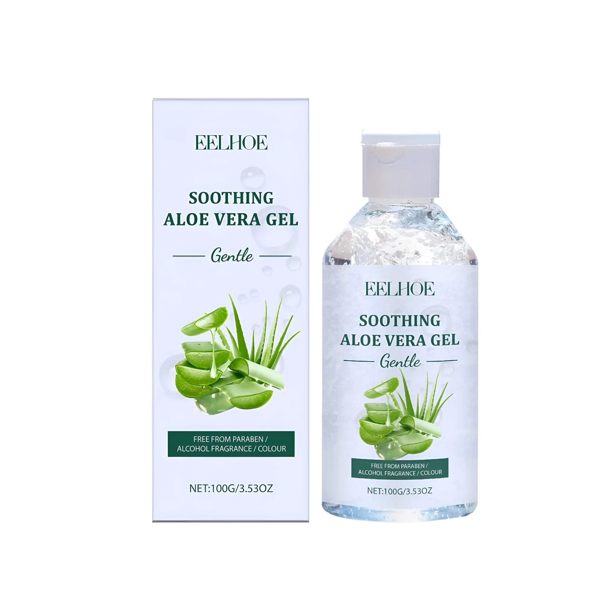 100g jar of clear aloe vera gel with glycerin and hyaluronic acid for skin hydration