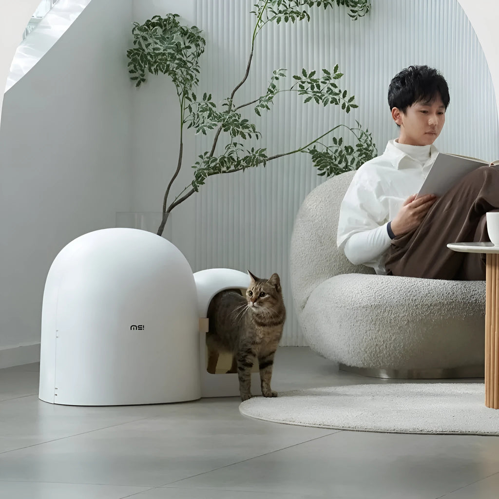 Oversized enclosed cat litter box in ABS plastic measuring 67.7cm long by 49cm wide by 50cm high
