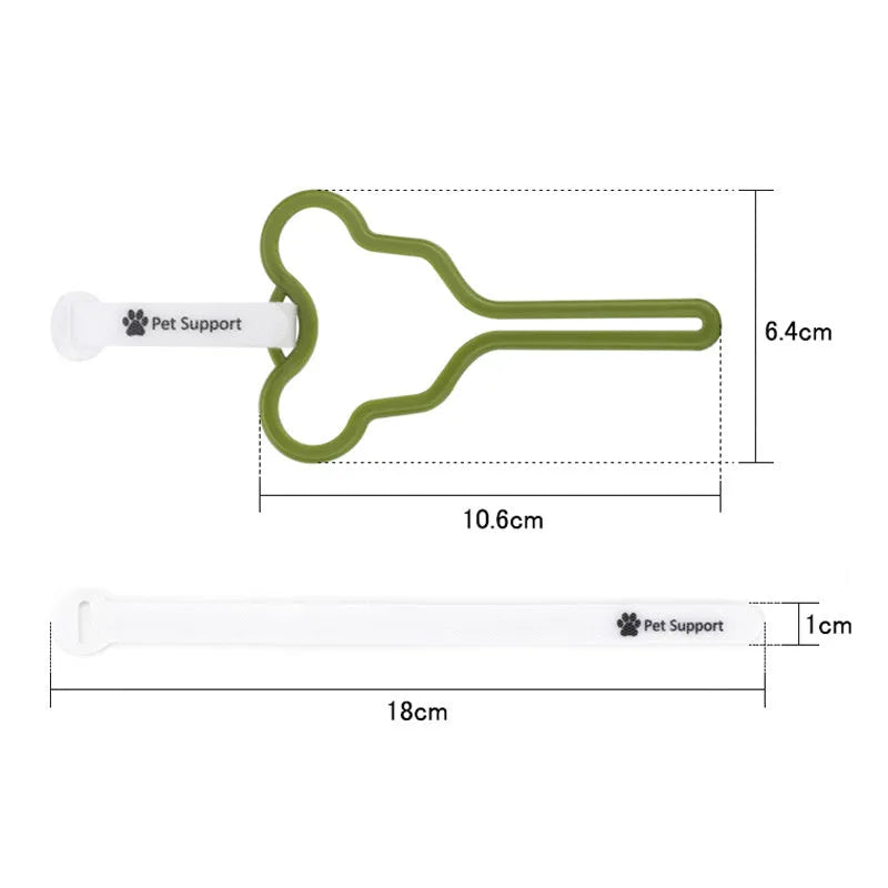 Dog poop bag holder with hands-free clip and adjustable Velcro strap in random colour selection