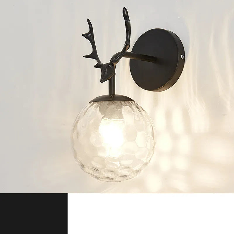 Nordic glass wall lamp with E27 holder in golden or black finish
