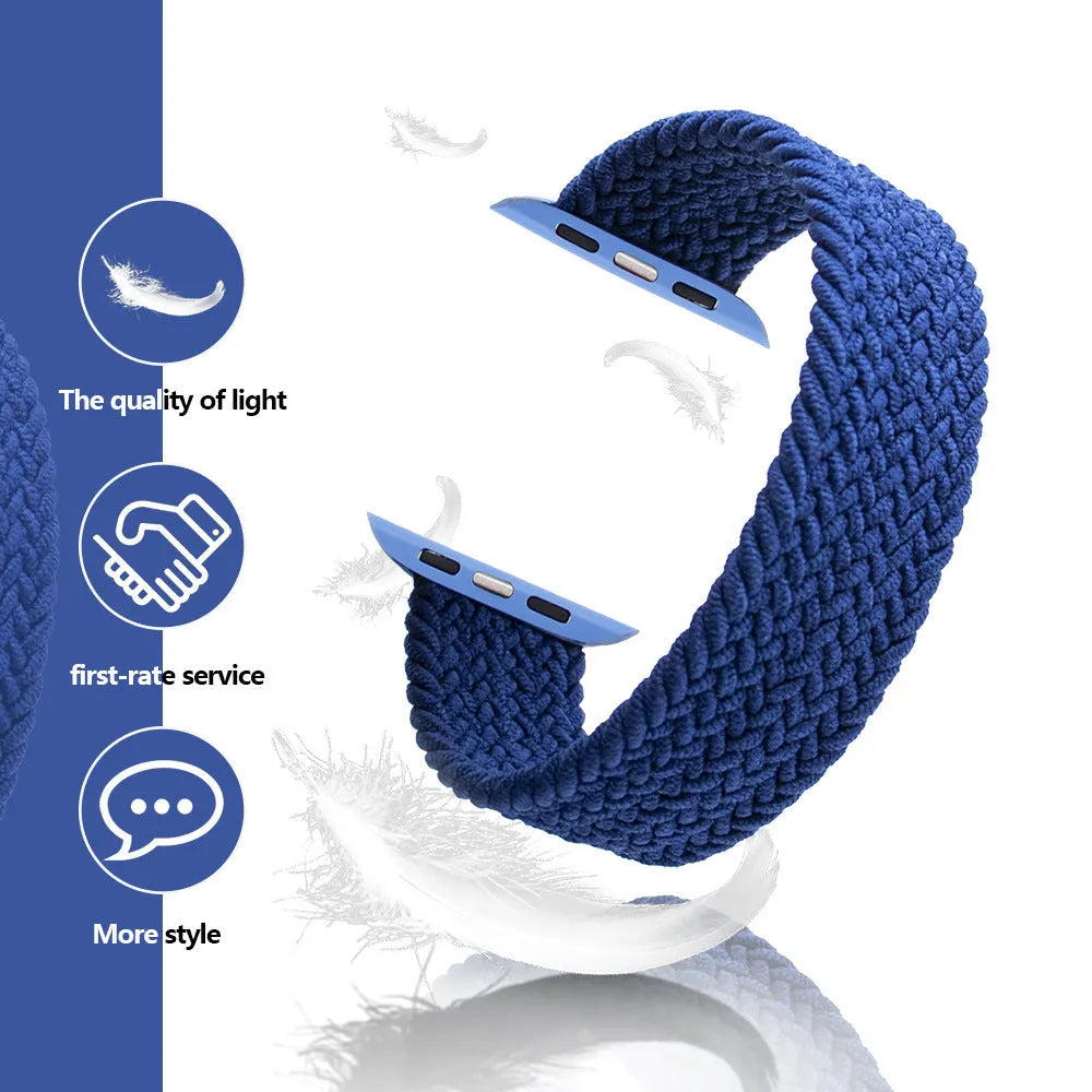 Apple Watch compatible woven nylon strap in multiple colours with plastic connector head.
