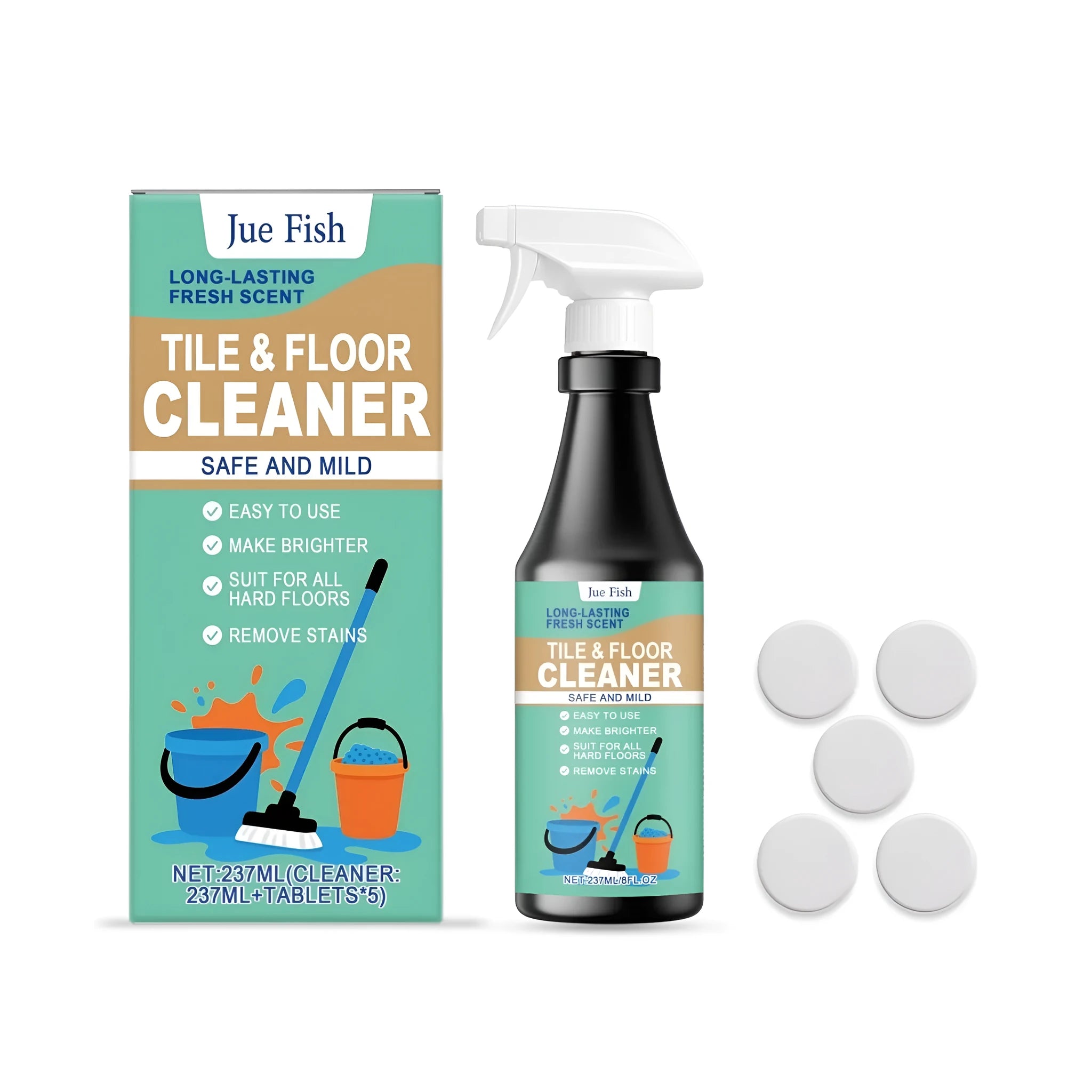 237ml floor cleaner spray bottle with lemon scent and cleaning tablets