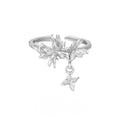 Adjustable silver butterfly ring with gold plating option for women