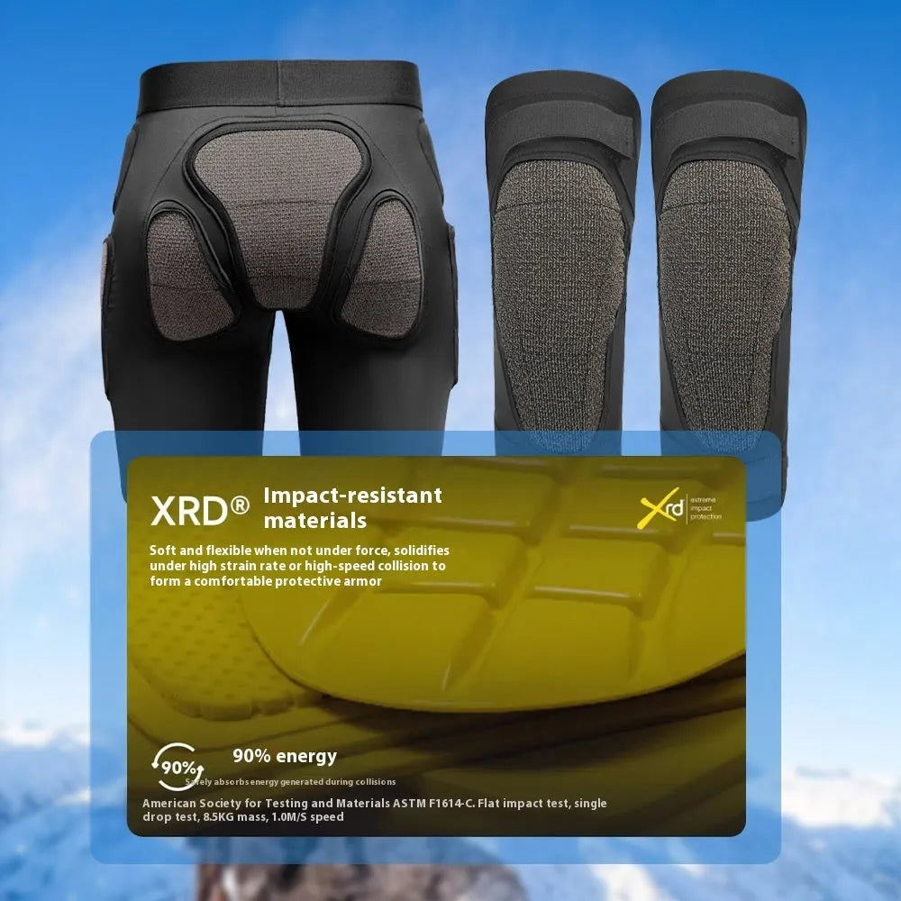 X-ray diffraction skiing hip pads and knee pads set for inner wear cushioning