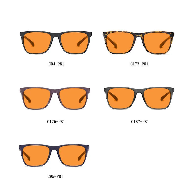 Orange CR39 anti-blue light UV glasses zero degree full rim frame street style