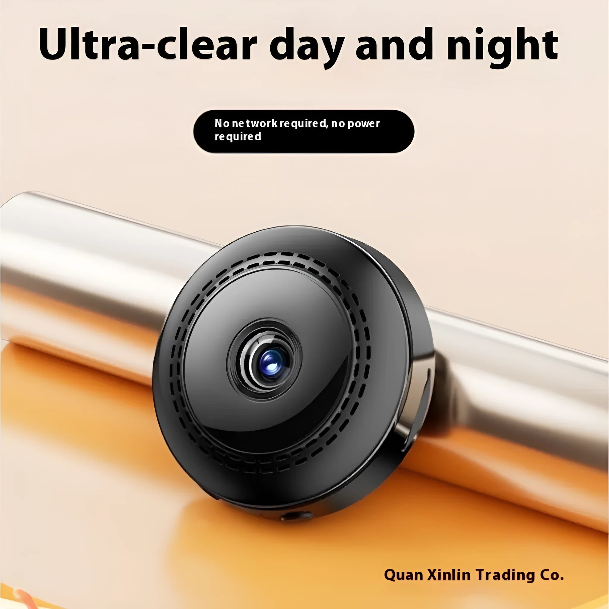 Wireless 360-degree rotating security camera with HD night vision on table