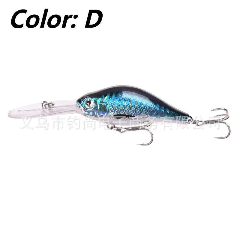 Little Fat Man deep diving minnow fishing lure showing colour options, 10.5cm in length.