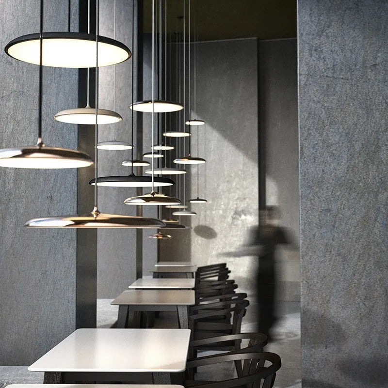 Modern Macaron Flying Saucer Artistic Chandelier with LED Tri Colour Dimming for Dining Room