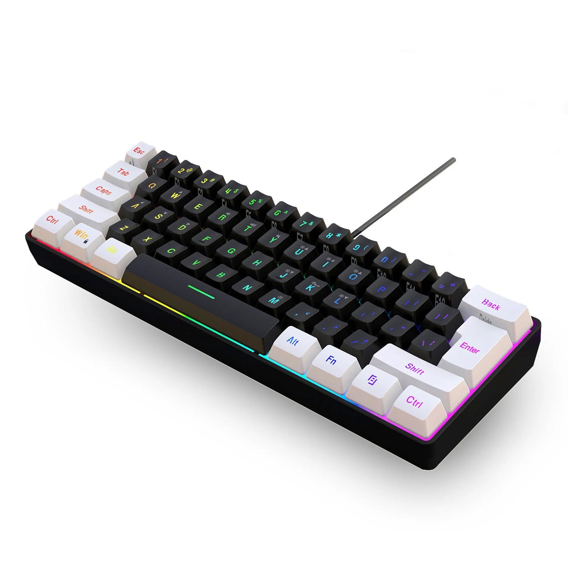 Wired 61 key membrane keyboard with USB cable in white and black colour option