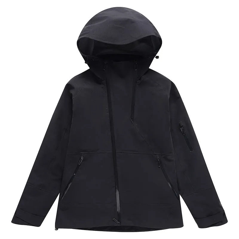 Thin-profile ski suit for men and women with windproof waterproof veneer double plate construction