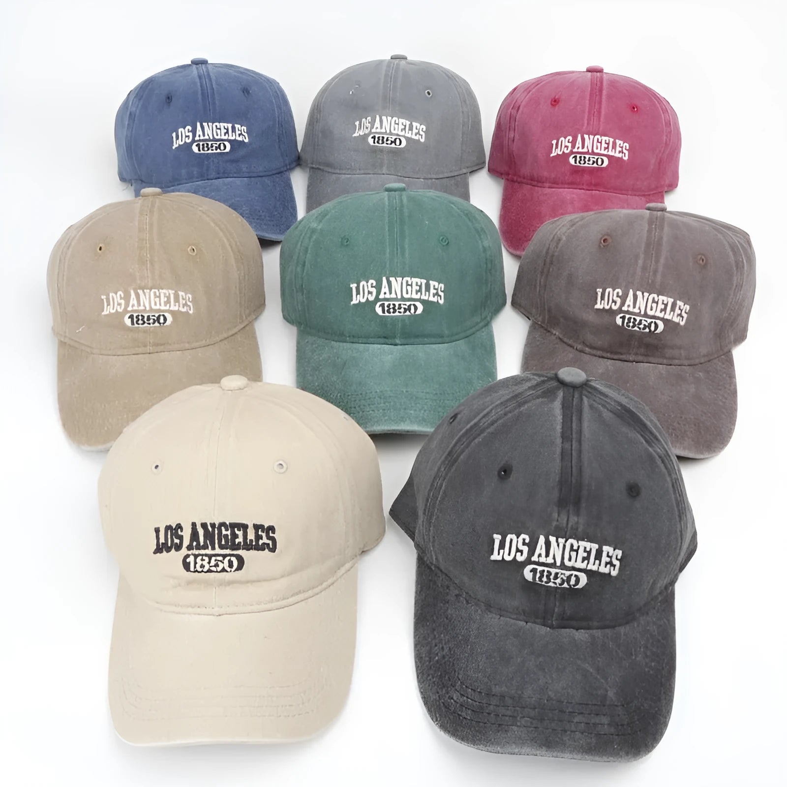 Retro personalised embroidered peaked cap in acrylic fabric with adjustable fit and distressed lettering