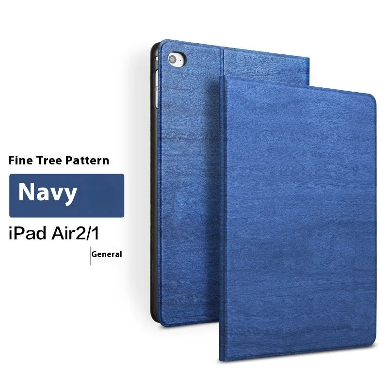 Universal iPad protective cover with integrated sleep bracket in sapphire blue imitation leather