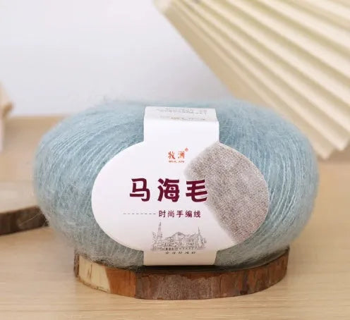 Mohair wool ball for DIY scarf kit with 34 colour options including white, grey, pink and blue