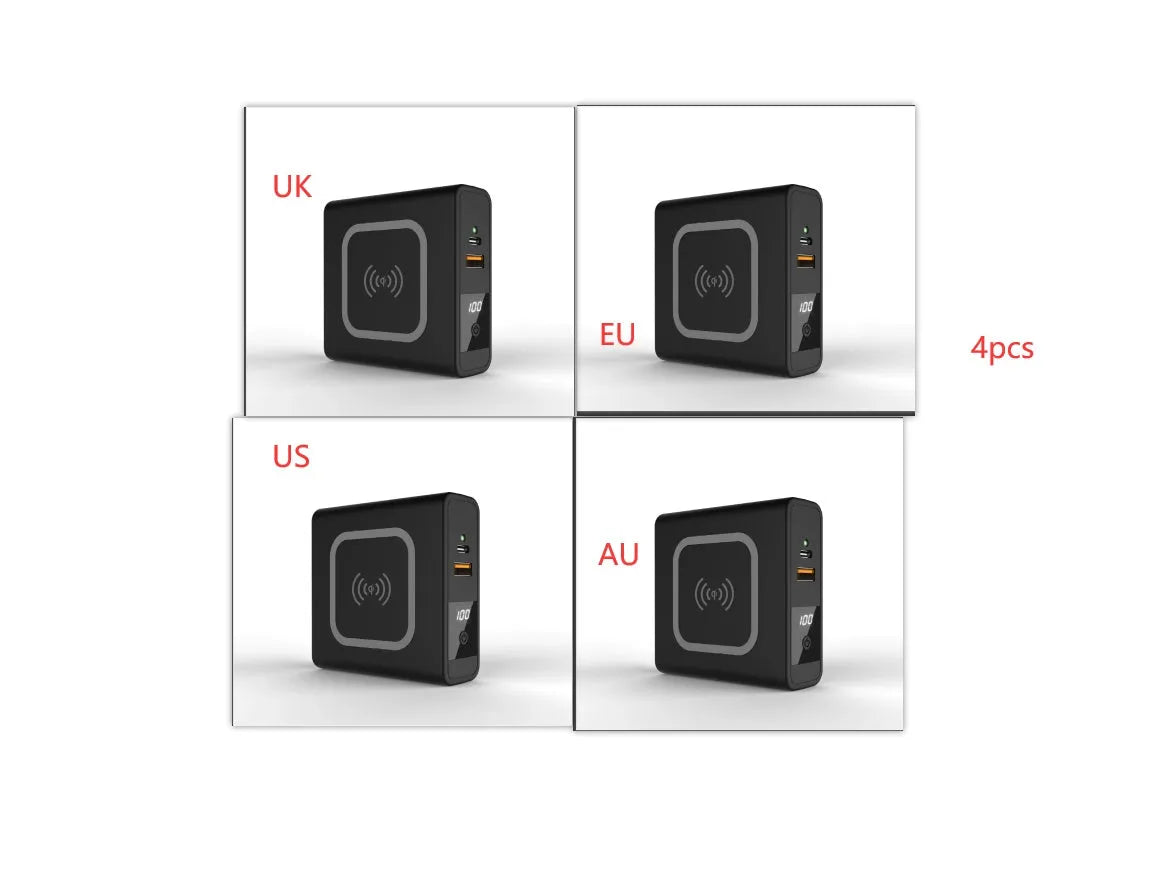 Super QI wireless charging power bank PD20W 10000mAh with travel adapter in black or white