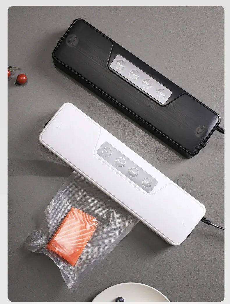 White automatic vacuum sealer with compact design for household food preservation