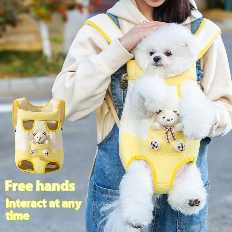 Cartoon animal pattern cat chest carrier bag with soft canvas material in multiple sizes