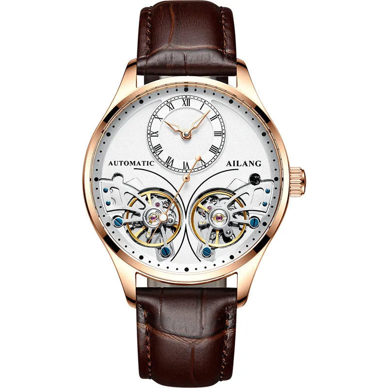 Titanium automatic watch with tourbillon and moon phase display on wrist