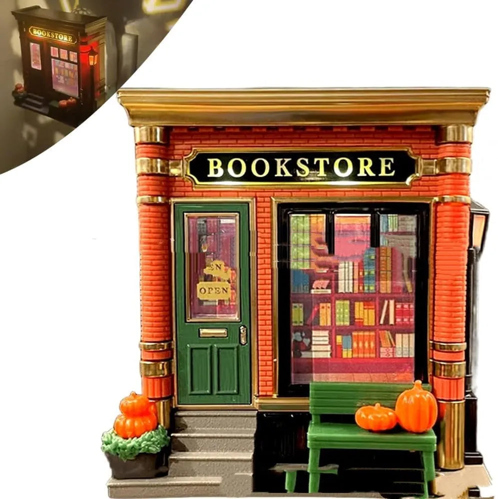 Cartoon style Christmas house resin night lamp ornament with US plug