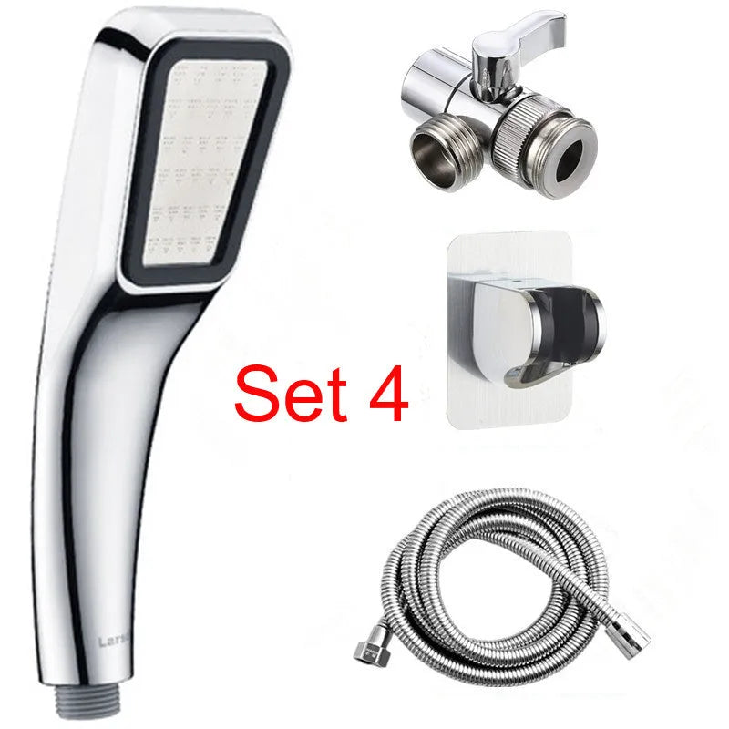 Orange hand-held pressurised shower set with rain function for home bathrooms