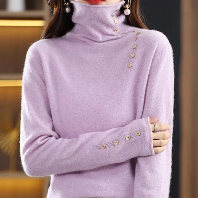 Slim fit short length knitted bottoming shirt in core-spun yarn, shown in a selected colour.