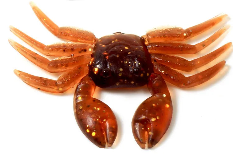 PVC crab fishing lure in brown and red colour options measuring 8cm for bottom-feeding fish