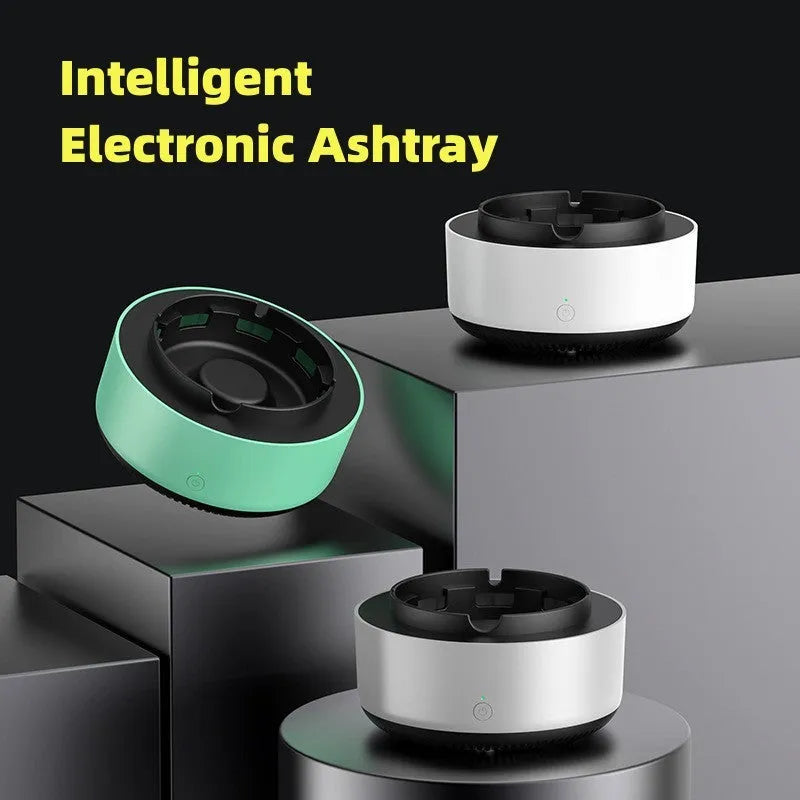 Smoke removal air purification ashtray with negative ion feature and compact design