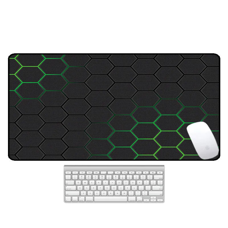Large computer desk pad mouse mat with patterned surface and natural rubber non-slip base