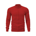 Loose fit cotton cardigan sweater with a front zip fastening, shown in apricot colour.