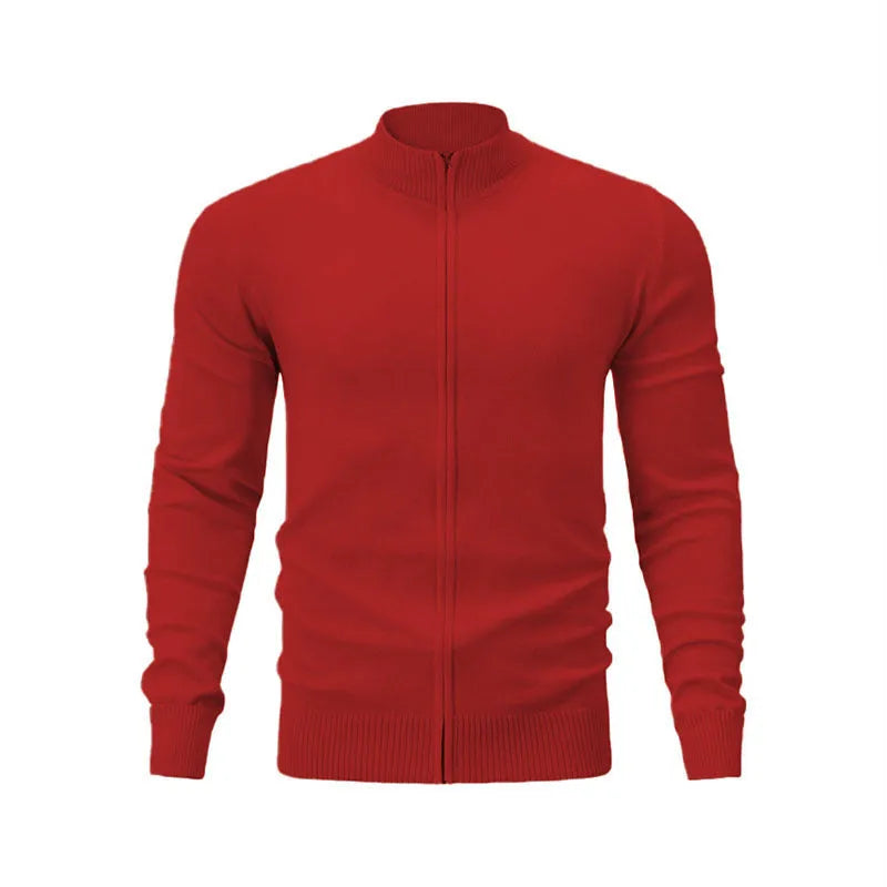 Loose fit cotton cardigan sweater with a front zip fastening, shown in apricot colour.
