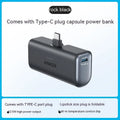 Compact capsule-shaped power bank in five colours with a foldable Type-C cable attached