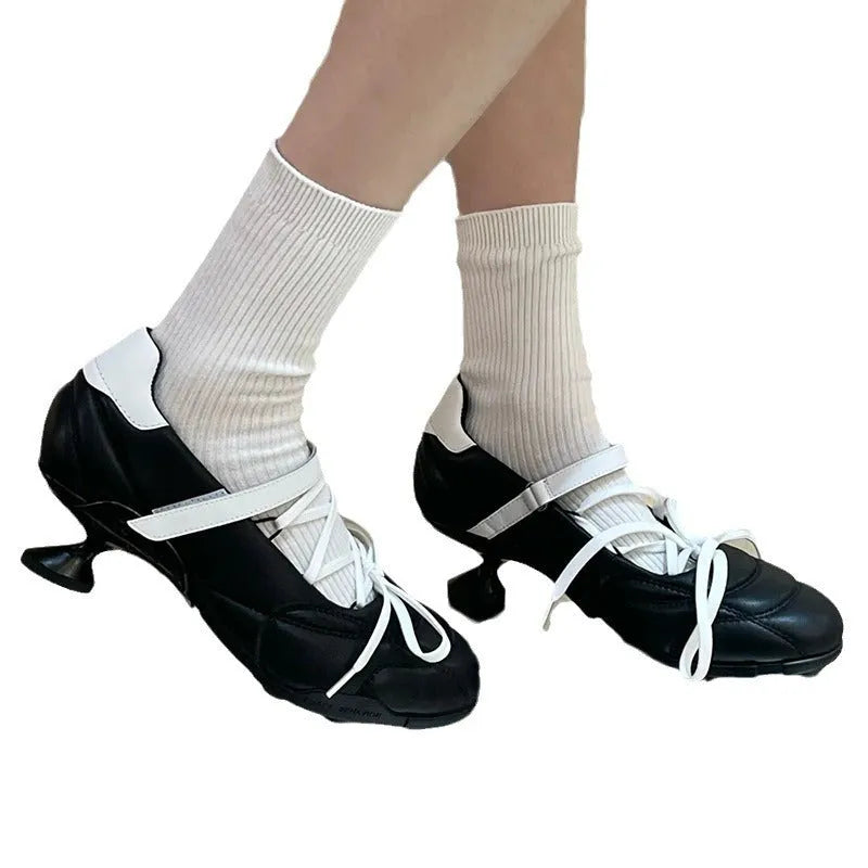 Women's silver lace-up bow sports shoes with mid heel and microfiber upper, college style casual trainers