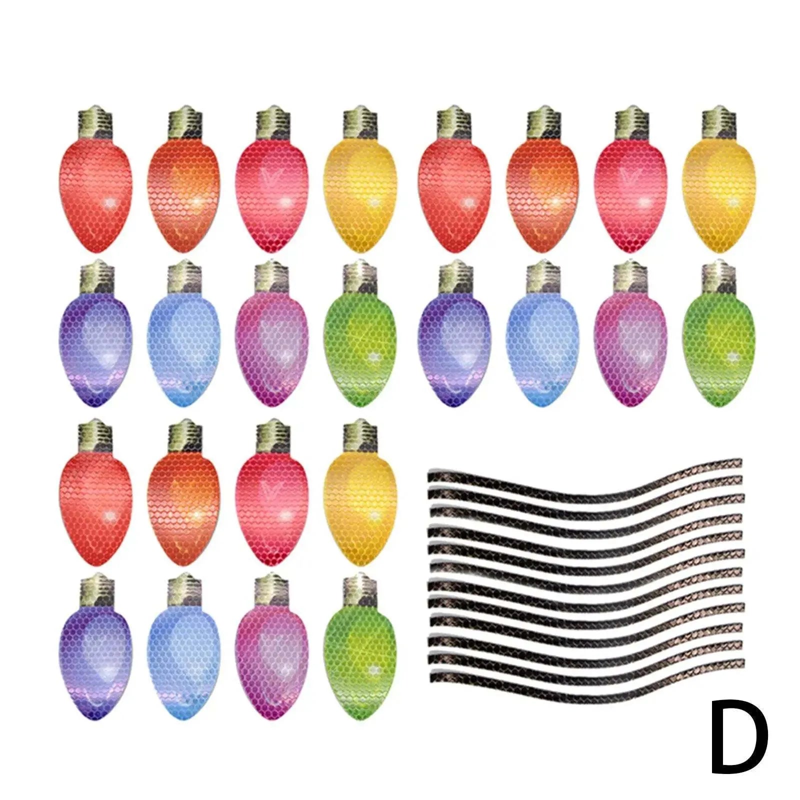 Reflective magnetic Christmas light paste set with bulb and wire shapes for car and refrigerator decoration