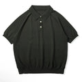 Retro slim fit knitted cotton short-sleeved T-shirt in earth-tone colours