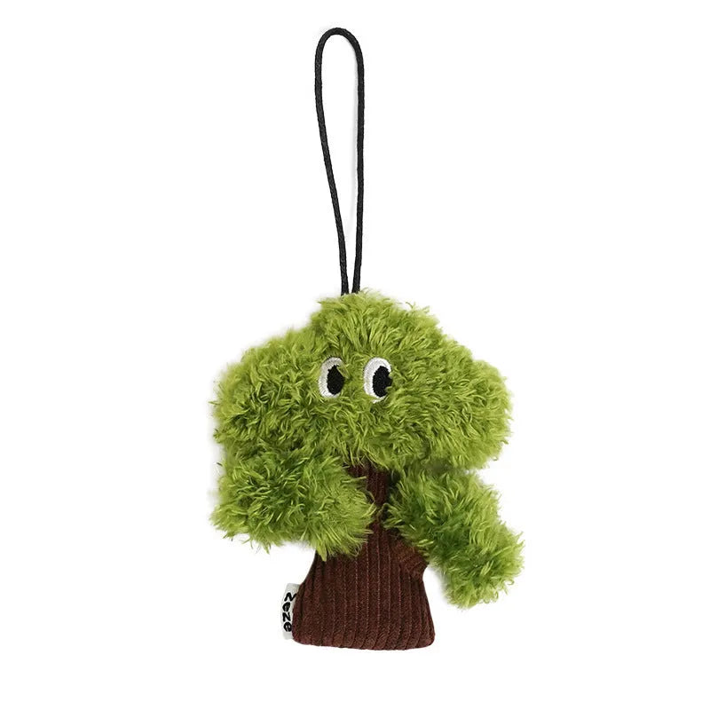 Pine tree shaped cat toy stick with an attached mint-scented bag pendant on a string.